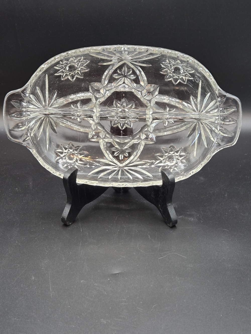 Anchor Hocking Star of David 10" Divided Relish Plate